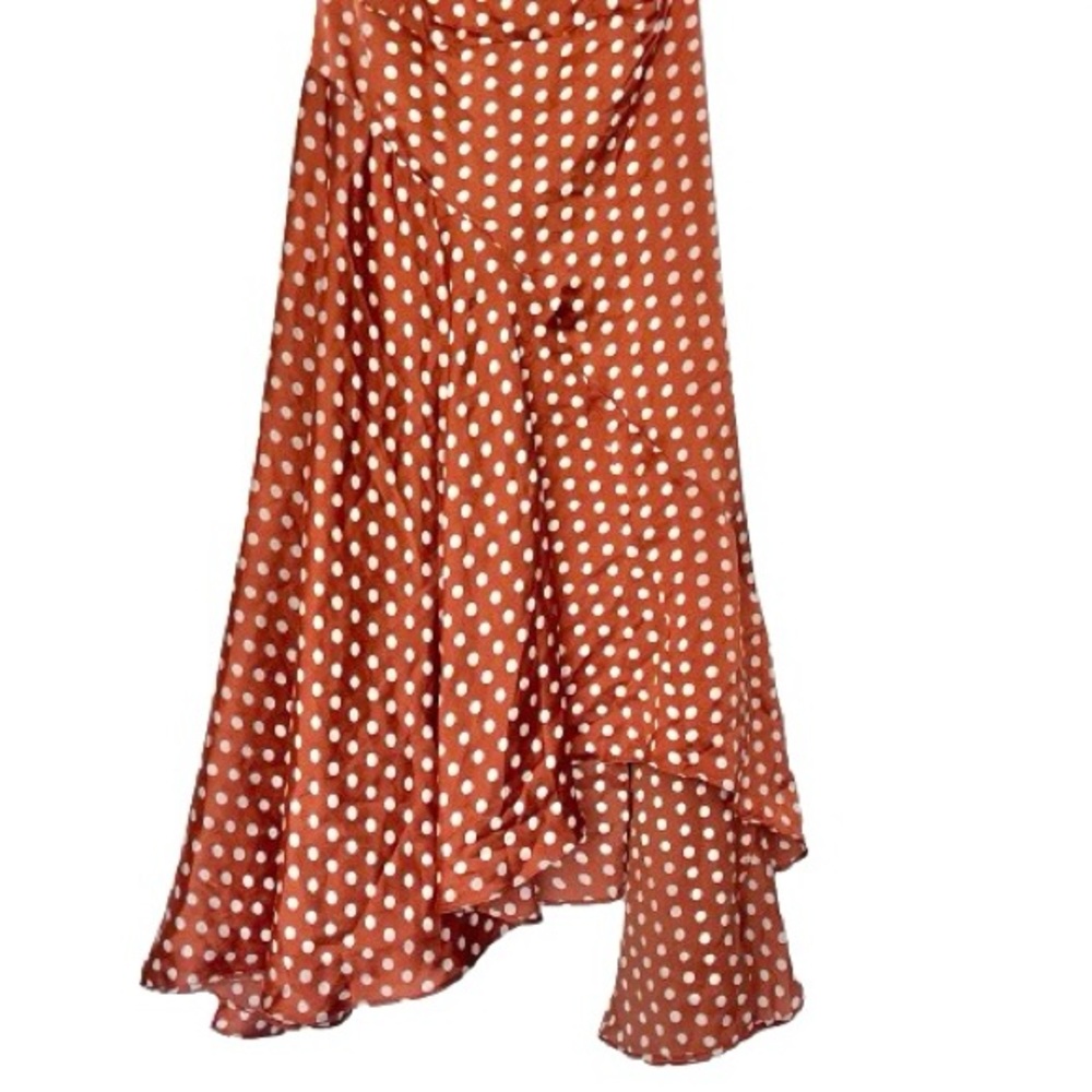 Lulu's Bellamy Rust Brown Polka Dot Backless Handkerchief Dress - Picture 9 of 13